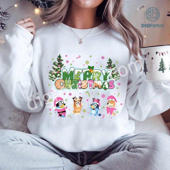 Bluey Merry Christmas Family Shirt | Bluey Christmas Sweatshirt | Family Christmas Hoodie | Bluey Christmas Party Shirt | Bluey Xmas Trip Tee