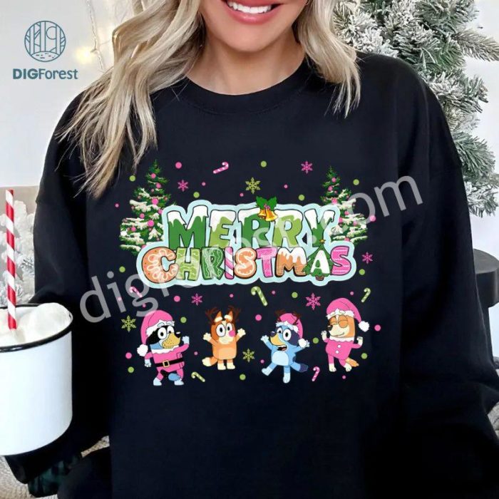 Bluey Merry Christmas Family Shirt | Bluey Christmas Sweatshirt | Family Christmas Hoodie | Bluey Christmas Party Shirt | Bluey Xmas Trip Tee