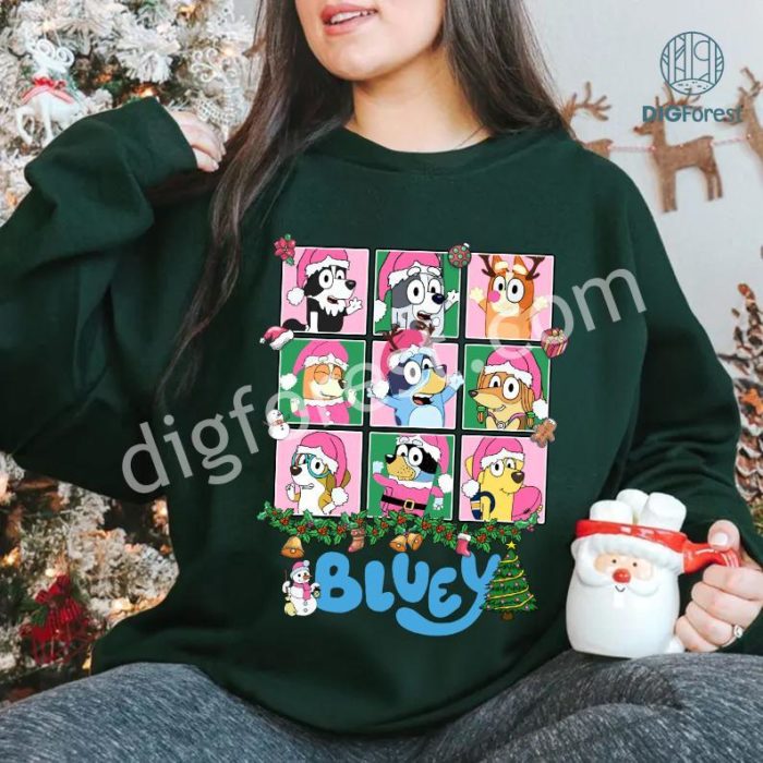 Bluey Pink Christmas Tree Shirt | Bluey Family Christmas Tee | Pink Christmas Bluey Shirt | Bluey Very Merry Christmas Shirt | Bluey Theme Xmas Shirt