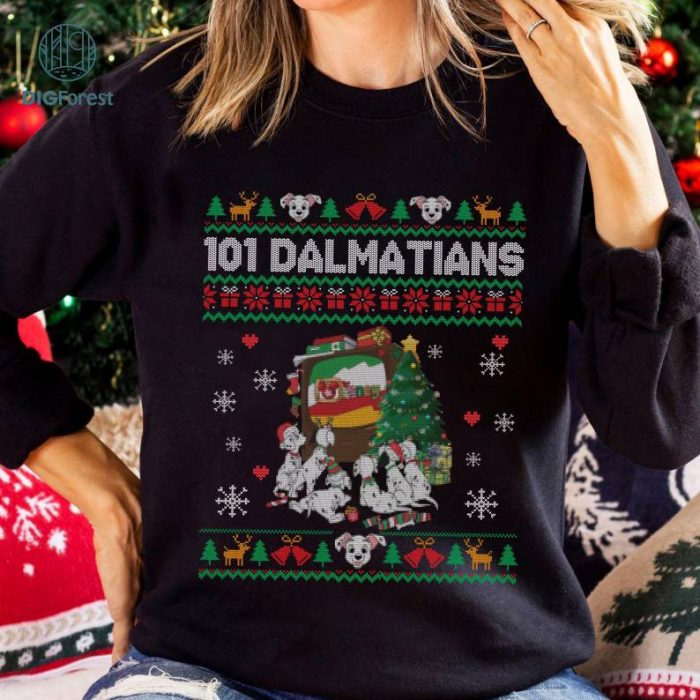 Disney 101 Dalmatians Watching TV Ugly Christmas Png | Dalmatians Pongo Perdita Christmas Shirt | Disneyland Christmas Shirt | Digital Download