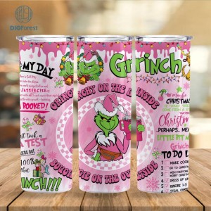 Grinch Christmas 20 oz Skinny Tumbler Wrap | Grinchmas Design Digital PNG | The Grinch Designs Straight Tumbler Instant Download