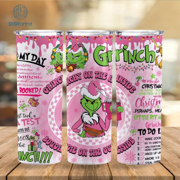 Grinch Christmas 20 oz Skinny Tumbler Wrap | Grinchmas Design Digital PNG | The Grinch Designs Straight Tumbler Instant Download