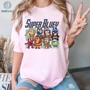 Bluey Superhero Shirt | Super Bluey Avengers PNG| Bluey Family Shirts | Bluey Birthday Party Shirts | Bluey Toddler Tee Kids Bluey Shirts