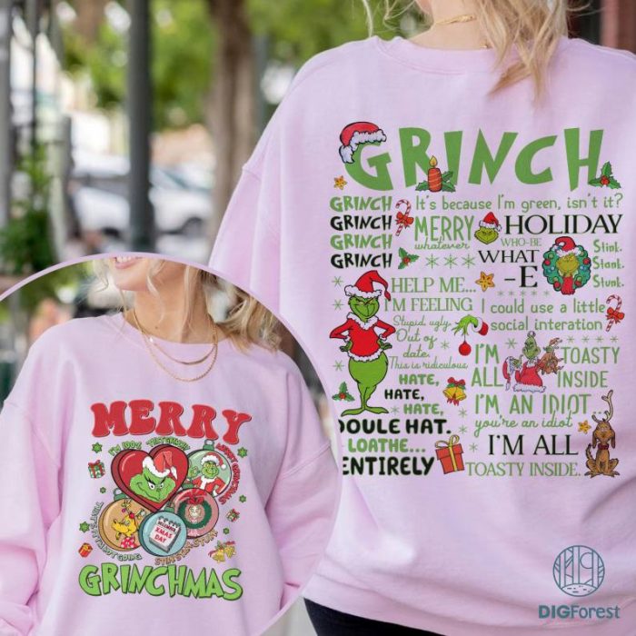 Two-sided Merry Grinchmas Png, Funny Grinchmas Png, Grinchmas Merry Christmas Shirt, Xmas 2023, Christmas Movie Png, Digital Download