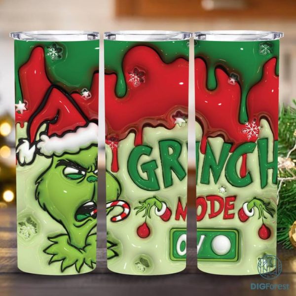 3D Inflated Christmas 20 Oz Skinny Tumbler Png, Merry Xmas Png, Grinchmas Png, Christmas 20oz Tumbler Wrap, Grinch Christmas Movies Png