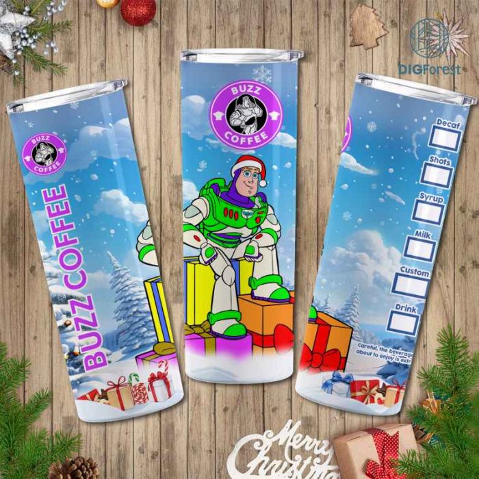 Disney Toy Story Christmas 20 Oz Tumbler Wrap | Magic Kingdom Png | Friend Xmas Png | Family Vacation Christmas Png | Buzz Lightyear Tumbler