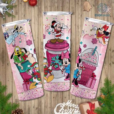 Disney Mickey And Friends Christmas Characters Friends 20oz Tumbler Wrap | Cute Mouse Friends Christmas | Magic Kingdom Png | Coffee Xmas Christmas PNG