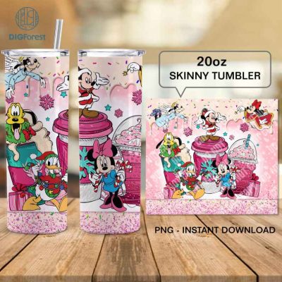 Disney Mickey And Friends Christmas Characters Friends 20oz Tumbler Wrap | Cute Mouse Friends Christmas | Magic Kingdom Png | Coffee Xmas Christmas PNG