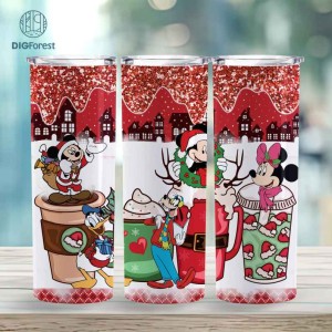 Disney Mickey And Friends Christmas Characters Friends 20oz Tumbler Wrap | DisneyWorld Cute Mouse Friends Christmas | Magic Kingdom Png | Xmas Christmas PNG
