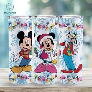 Disney Mickey And Friends Christmas Characters Friends 20oz Tumbler Wrap | Cute Mouse Friends Christmas | DisneyWorld Magic Kingdom Png | Xmas Christmas PNG