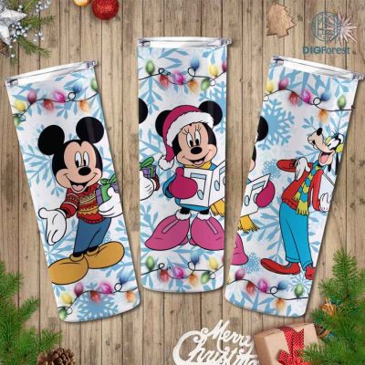 Disney Mickey And Friends Christmas Characters Friends 20oz Tumbler Wrap | Cute Mouse Friends Christmas | DisneyWorld Magic Kingdom Png | Xmas Christmas PNG