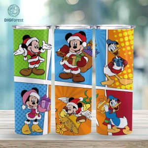 Mickey And Friends Christmas Characters Friends 20oz Tumbler Wrap | Disney Cute Mouse Friends Christmas | Magic Kingdom Png | Xmas Christmas PNG