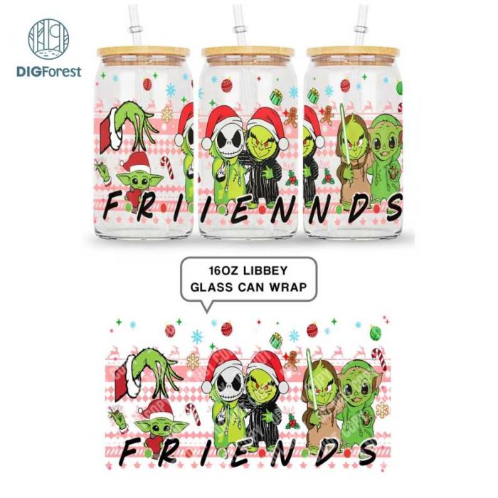 Grinch Coffee Tumbler Wrap PNG | Merry Grinchmas 16oz Libbey Glass Can Wrap Design Digital PNG | The Grinch Christmas 2023