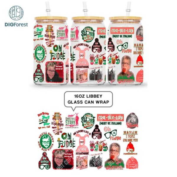 Home Alone Christmas 16oz Libbey Glass Can Wrap | Kevin Mccallister Holiday Gift Glass Can | Merry Grinchmas | Funny Christmas Movie Quotes