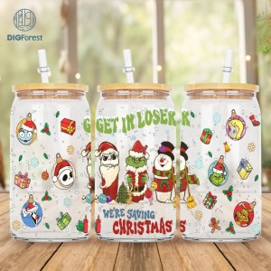 Merry Grinchmas 16oz Libbey Glass Can Wrap Design Digital PNG | The Grinch Christmas 2023 Png | Grinch Coffee Tumbler Wrap PNG Grinch Christmas