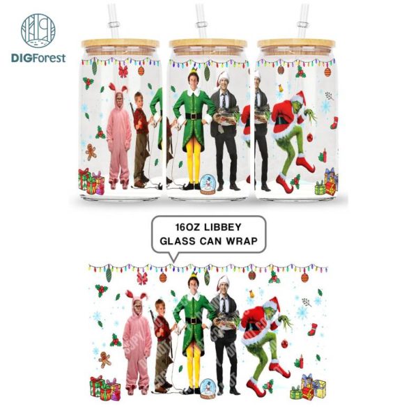 Home Alone Christmas 16 Oz Libbey Glass Can Wrap |  Funny Christmas Movie Quotes | Kevin Mccallister Holiday Gift Glass Can | Merry Grinchmas | Digital Download