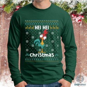 Disney Chicken Hei Hei Ugly Christmas PNG, Moana Sweatshirt, Hei Hei Christmas Ugly Christmas Sweater Shirt, Christmas Xmas Gifts