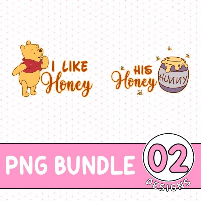 Disney Winnie The Pooh Couple PNG, Winnie The Pooh and Honey Bundle, Winnie The Pooh Shirt, Disney Pooh Bear Shirt, Disney Couple Shirt