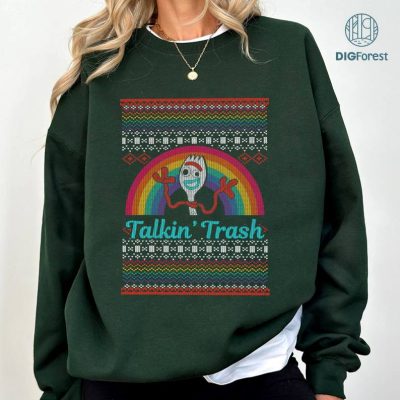 Disney Toy Story Forky Ugly Christmas PNG| Talkin' Trash Ugly Christmas Sweater |Toy Story Christmas Shirt | Toy Story Xmas Party
