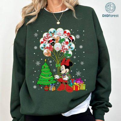 Disney Mickey and Friends Xmas Balloons Shirt, Christmas Matching Shirt, Minnie Squad Shirt, Family Matching Shirt, Minnie Mouse Christmas Shirt