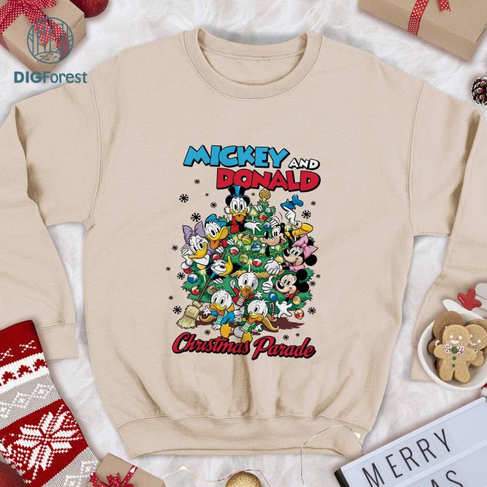 Mickey And Donal Christmas Parade Sweatshirt, Family Christmas Sweatshirt, Mouse And Ducks Christmas Shirt, Merry Xmas
