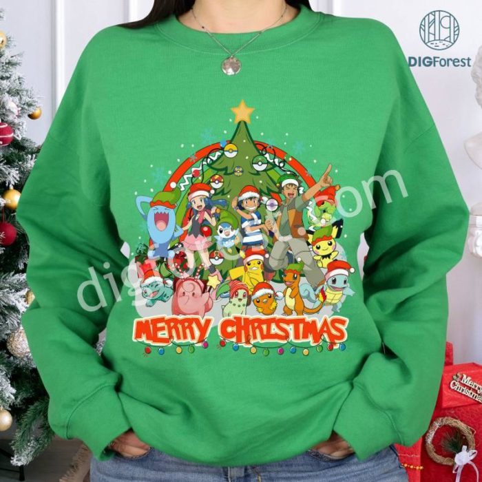 Christmas Pokemon PNG, Christmas Shirts for Anime Lovers, 90's Pokemon Lovers Christmas Shirt, Christmas Gifts For Pokemon Lovers