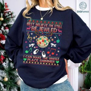 Midnights Ugly Xmas PNG, Best Believe I'm Still Bejeweled Sweatshirt, I Can Make The Whole Place Shimmer Shirt, Gifts For Swifties