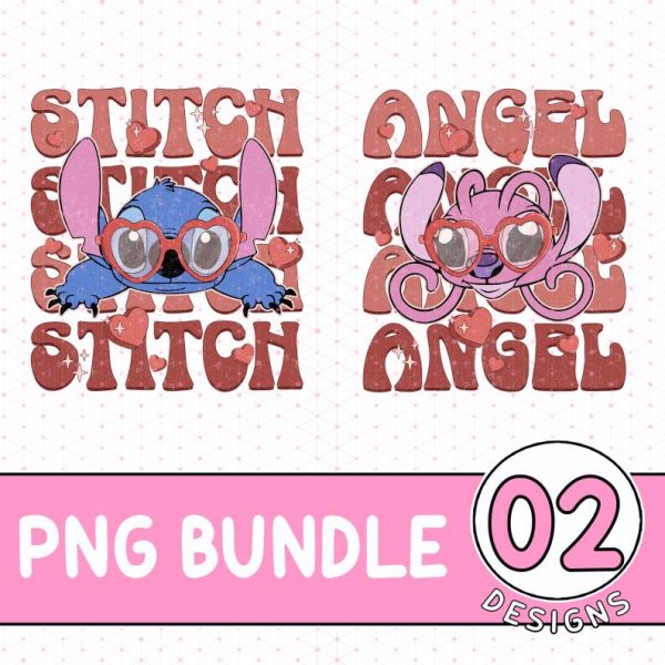 Disney Stitch Angel Couple PNG, Stitch and Angel Valentine PNG, Honeymoon PNG, Disneyland Matching Couple Shirt, Anniversary Shirt Gift
