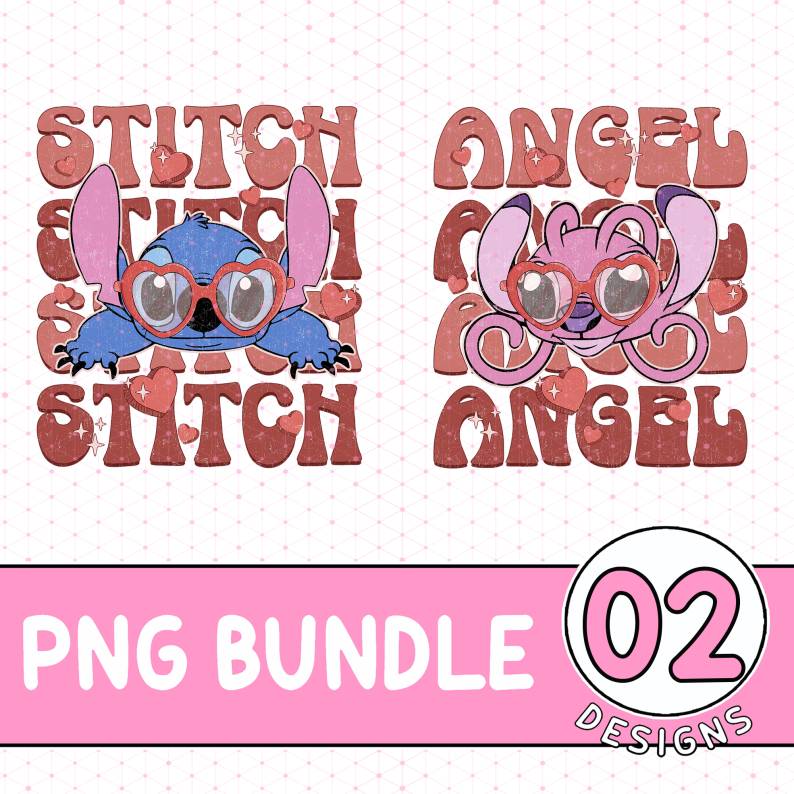 Disney Stitch Angel Couple PNG, Stitch and Angel Valentine PNG, Honeymoon PNG, Disneyland Matching Couple Shirt, Anniversary Shirt Gift Digforest.com
