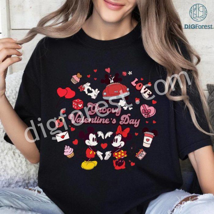 Disney Groovy Valentines Day PNG, Mickey And Minnie Valentine Shirts, Disneyland Couple Shirts, Matching Valentines Shirts, Magical Love Shirt