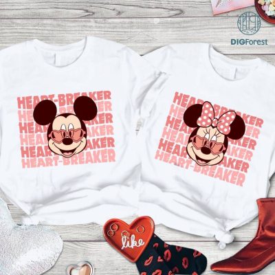 Disney Mickey Minnie Heart Breaker PNG | Mickey and Minnie Mouse PNG | Valentine Gifts | Matching Family Shirt | Couple Matching Shirts