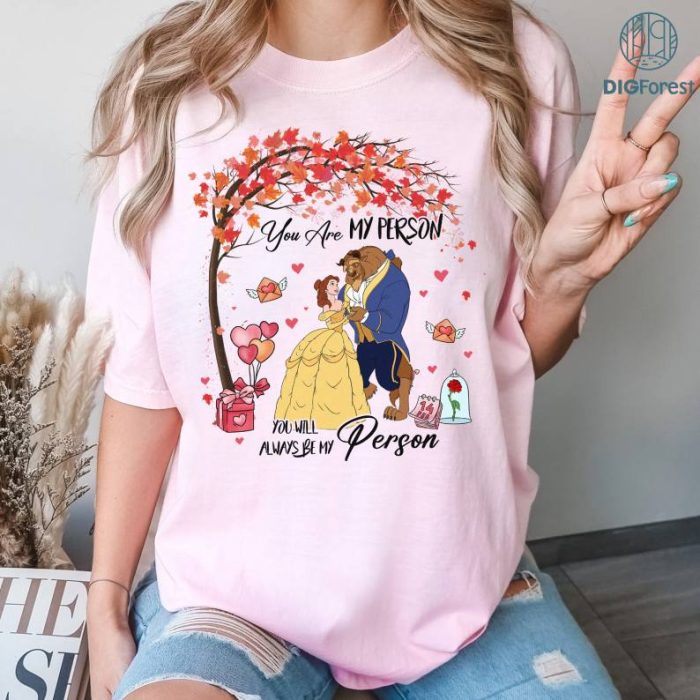 Disney Valentine Beauty And The Beast Couple PNG, Princess Belle And The Beast Shirt, Disneyland Valentine's Day Shirts, Valentines Couple Gift