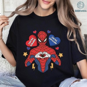 Valentine Marvel Spiderman Heart PNG, Valentine Spiderman T-Shirt, Valentine's Day Tee, Marvel Avengers Shirt, Valentine Marvel Shirt