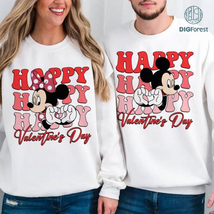 Disney Minnie Happy Happy Happy Valentine's Day PNG| Valentine Day PNG| Minnie Lovers PNG| Mickey and Friends Shirt | Couple Gifts