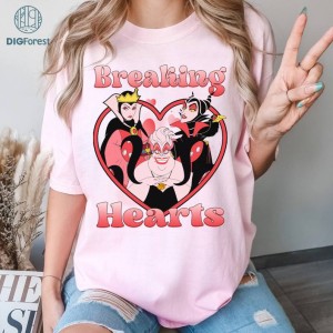 Disneyland Villains Breaking Hearts PNG, Ursula Maleficent Evil Queen Valentines Day Shirt, Disneyland Valentine Day shirt, Valentine Gift