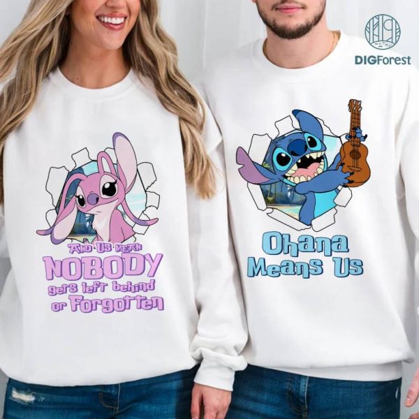 Disney Personalized Stitch Angel Valentine PNG, Valentines Couple Honeymoon PNG, Disneyland Matching Couple Shirt, Couple Anniversary Shirt