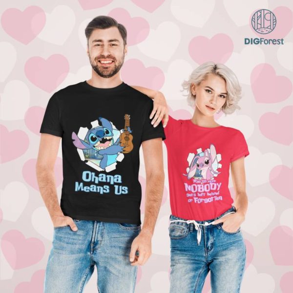 Disney Personalized Stitch Angel Valentine PNG, Valentines Couple Honeymoon PNG, Disneyland Matching Couple Shirt, Couple Anniversary Shirt