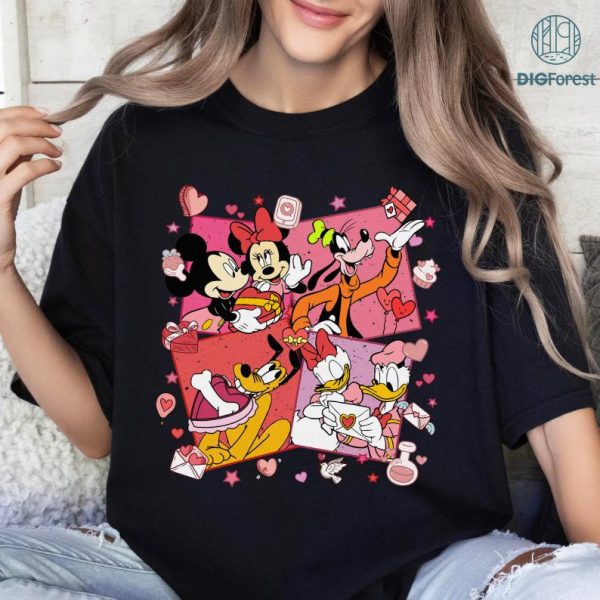 Disney Mickey and Friends Valentine PNG, Womens Valentines Day Sweatshirt, Valentine Matching Sweater, Valentine's Day Shirt