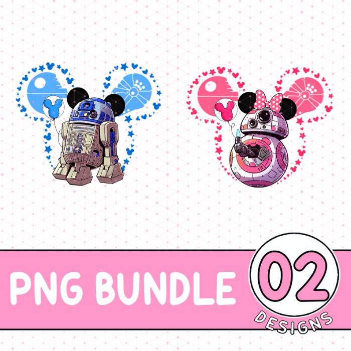 StarWars R2D2 BB8 Couple PNG, StarWars Couple Valentine Bundle, Disneyland Couple Shirts, Valentines Day Gift For Her Him Boyfriend