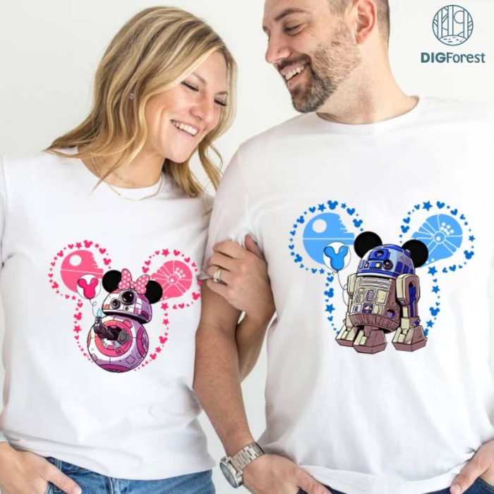 StarWars R2D2 BB8 Couple PNG, StarWars Couple Valentine Bundle, Disneyland Couple Shirts, Valentines Day Gift For Her Him Boyfriend