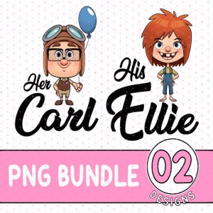 Disney Carl and Ellie Couple Matching PNG, His and Hers Family Honeymoon Vacation T-shirts , Mr and Mrs, Bride and Groom, Wife and Husband