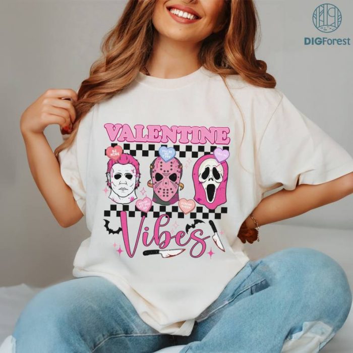 Ghostface Scream Valentine Horror PNG, Valentine Horror Characters T-Shirt, Horror Movie Sweater, Spooky Valentine Hoodie Couples