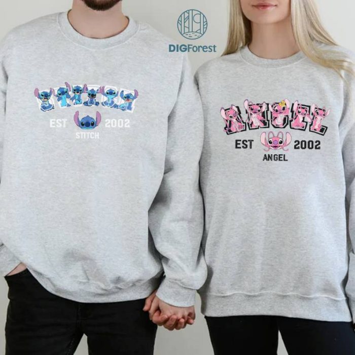 Disney Stitch And Angel PNG, Family Couple PNG Stitch And Angel PNG Stitch Couple Family Honeymoon Shirts, Familyland Trip Shirt