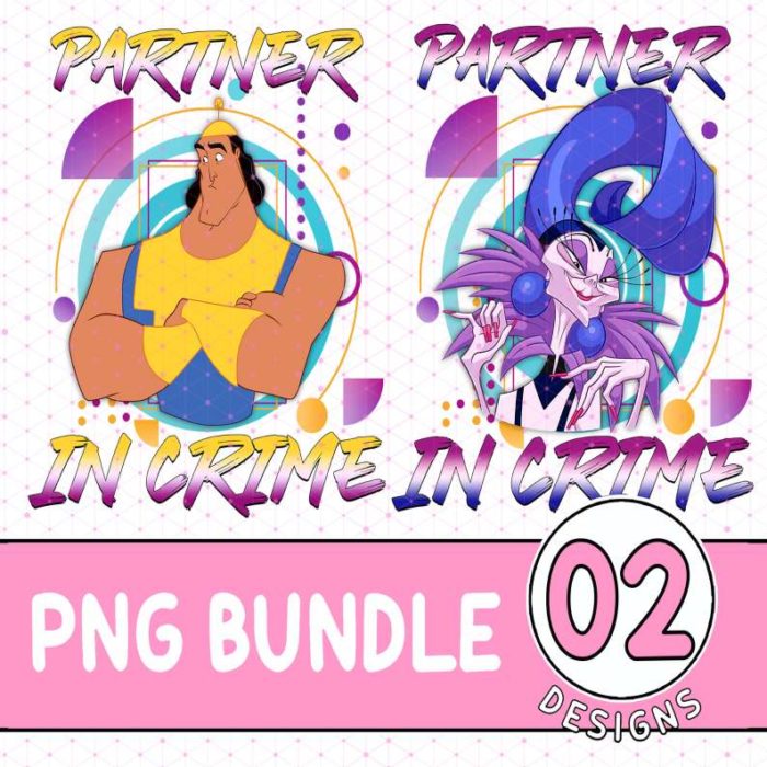 Disney Partner in Crime Bundle, Yzma Kronk Png, Retro Family Couple Shirt, Family World Shirt, Matching Family Shirt, Family Vacation Shirt