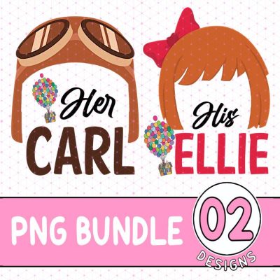Disney Carl and Ellie Couple Matching PNG, His and Hers Family Honeymoon Vacation T-shirts , Mr and Mrs, Bride and Groom, Wife and Husband