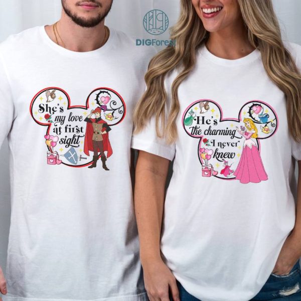 Disney Retro His Aurora And Her Philip PNG| Sleeping Beauty Shirt | Aurora Princess Shirt | Matching Family Honeymoon Tee