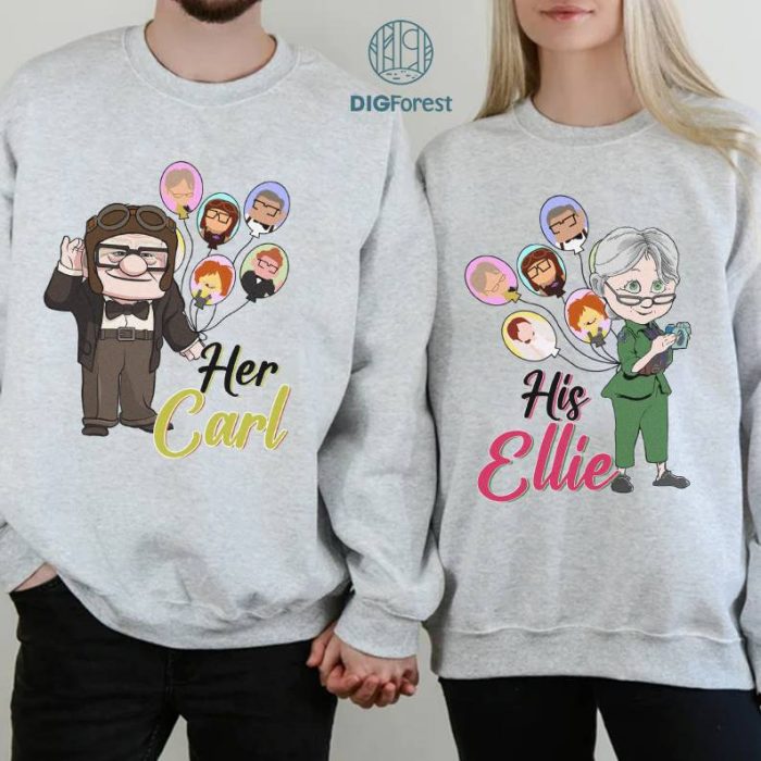 His Ellie Her Carl Couple PNG, Carl and Ellie Matching Shirts, Mr and Mrs Shirts, Disneyland Couple Shirts, Valentine's Day 2024 Shirts