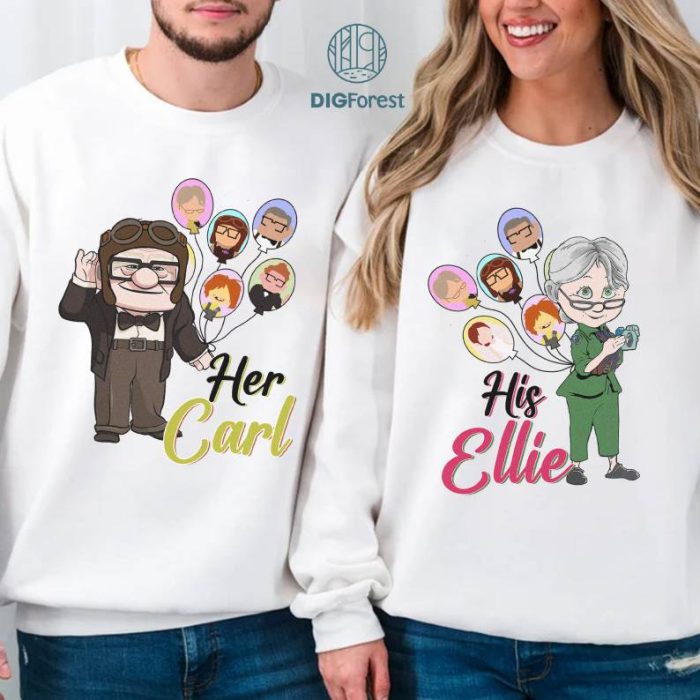 His Ellie Her Carl Couple PNG, Carl and Ellie Matching Shirts, Mr and Mrs Shirts, Disneyland Couple Shirts, Valentine's Day 2024 Shirts