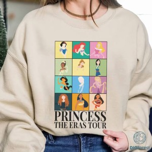 Disney Princess Eras Tour T-Shirt | Rapunzel Princess Cinderella Princess Ariel Princess PNG | Jasmine Girl Trip | Disneyland Shirt