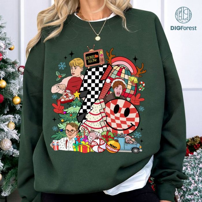 Home Christmas Checkered PNG | Kevin Christmas Movie Shirt | McCallister Home Security Tee | Xmas Family Matching Shirt